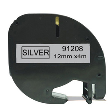 5pcs/lot 12mm*4m 91208 black on silver compatible DYMO LetraTag Label Tape label paper Compatible DYMO label printer ribbons