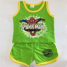 2016 New baby boys clothing suit cotton Spider-Man pattern summer Vest & shorts baby boy clothing set 2pcs Cartoon baby boy