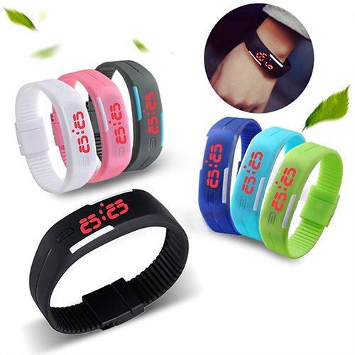 Unisex Men's Women's Silicone Red LED Sports Bracelet Touch Digital Wrist Watch