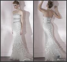 Mermaid Wedding Dresses Wedding Gowns Crystal Flower Floor Length Strapless Bridal Gowns Custom Made Fashion Zipper Back Hot Sal