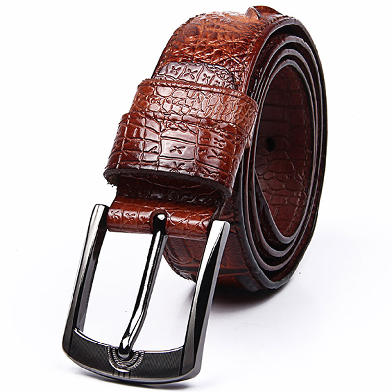 2015 New Fashion Style genuine leather belt men Wide Designer crocodile mens belts Luxury real ...