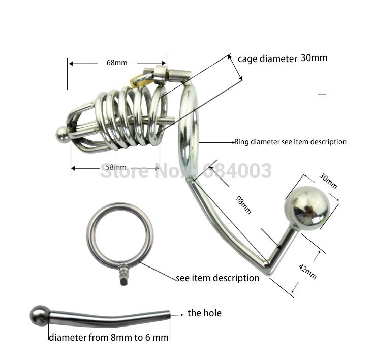 New 3 in 1 Stainless Lockable Cock Cage With Butt Plug Urethral Plug Cock Ring Penis Ring Cage For Him