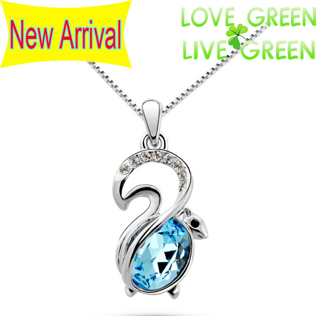 2014 Free Shipping new arrival fashion animal rhinestones 18K Platinum Austrian Crystal squirrel Pendant Necklace jewelry
