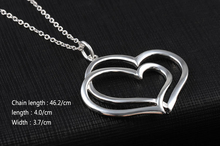 Silver Christmas gift! pendant necklace,high quality silver double Heart necklace,fashion neckalce Silver jewelry Wedding Party