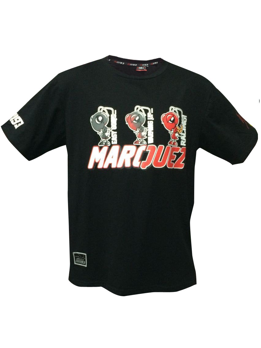 New-2015-Marc-Marquez-93-The-Ant-Cartoon-T-Shirt-Motorcycle-Motocross-casual-T-shirt-Black