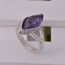 Korean Red Purple Created Diamond Wedding Ring 925 Sterling Silver Ruby Amethyst Engagement Party Bague 60