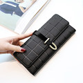2016 New Fashion Simple Plaid Money Clip Women Occident Style Designer Belt Buckle Purse Ladies High