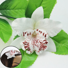 Bohemia Style Bridal Flower Orchid Leopard Hair Clip Beauty Hairpins Barrette Wedding Decoration Hair Accessories Beach
