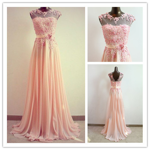 Chiffon bridesmaid dresses coral