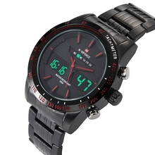 Naviforce 9024 marca relojes de lujo hombres acero lleno del cuarzo reloj Digital LED Watch Army Military Sport reloj relogio masculino