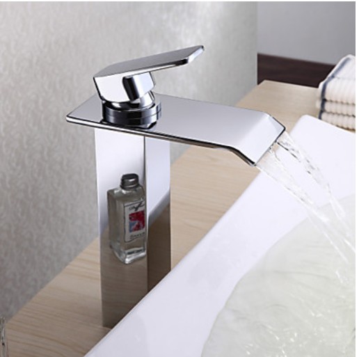 Bathroom Countertop Basin Faucet Waterfall Sink Mixer Tap Chrome Finish