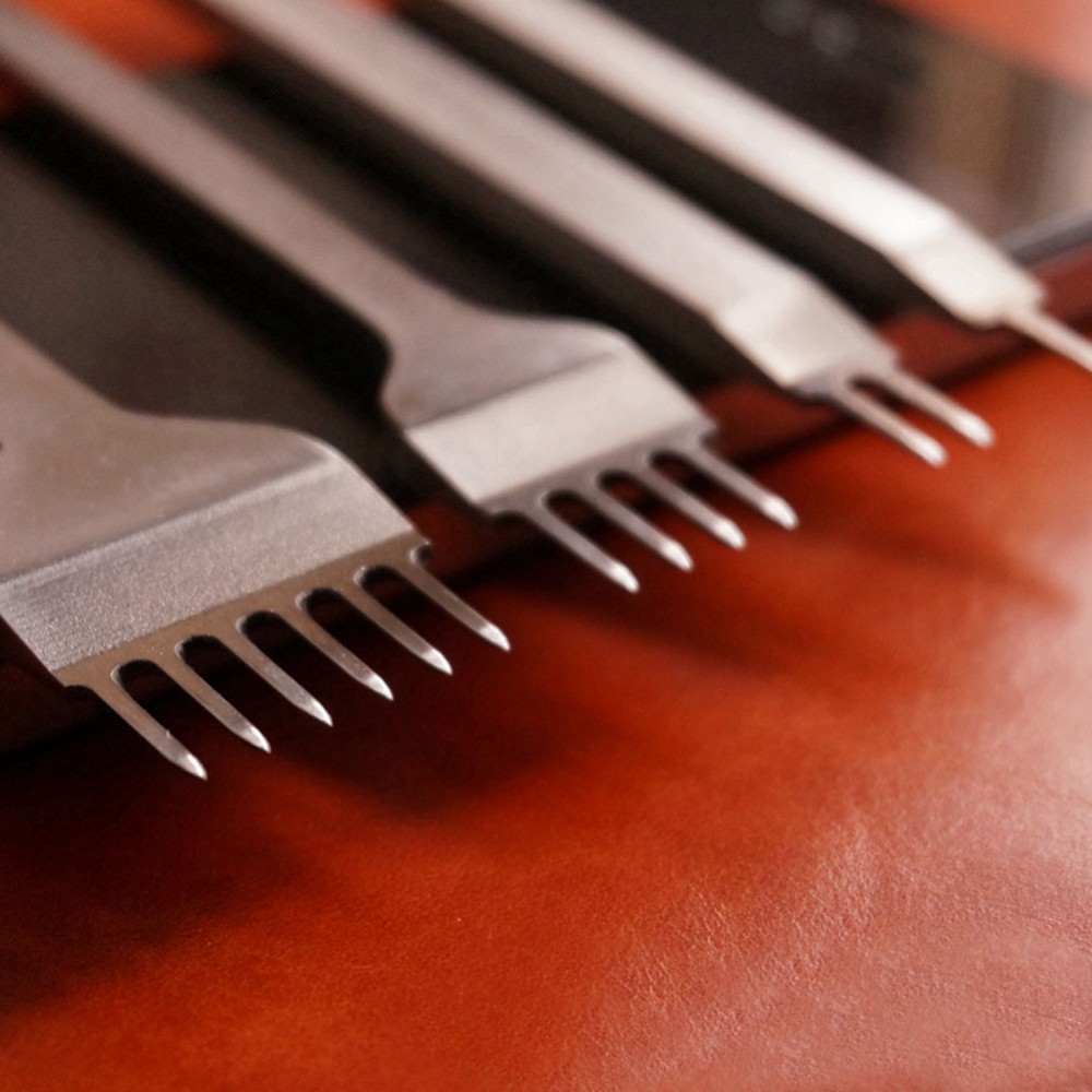 Description Picture 3 of item4pcs/set 3mm 4mm 5mm 6mm Leather Craft Tools Hole Punches Stitching Punch Tool 1+2+4+6 Prong Leathercraft Punching Tools Set