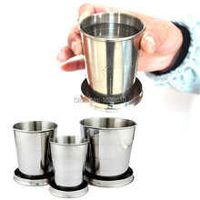 100/200/240ml Portable Cup Stainless Steel Travel Folding Telescopic Collapsible Outdoor Cup Mug Water Bottle Free Shipping