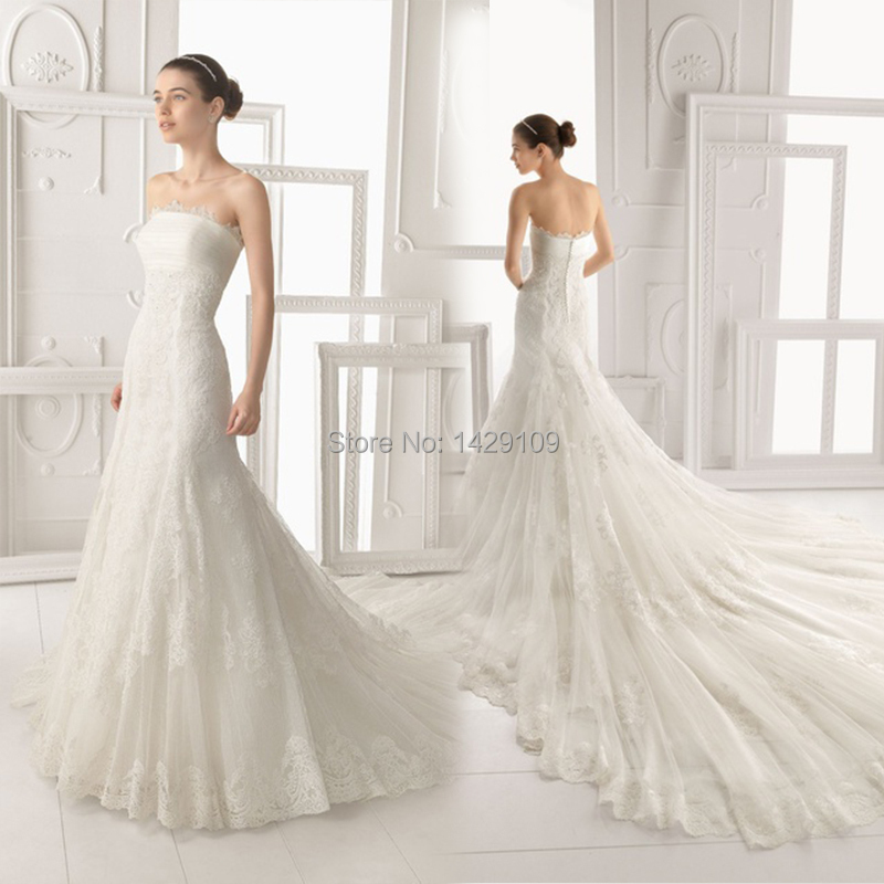 aliexpress buy custom made appliques strapless sleeveless lace wedding dresses imported aliexpress buy custom made appliques strapless sleeveless lace wedding dresses imported