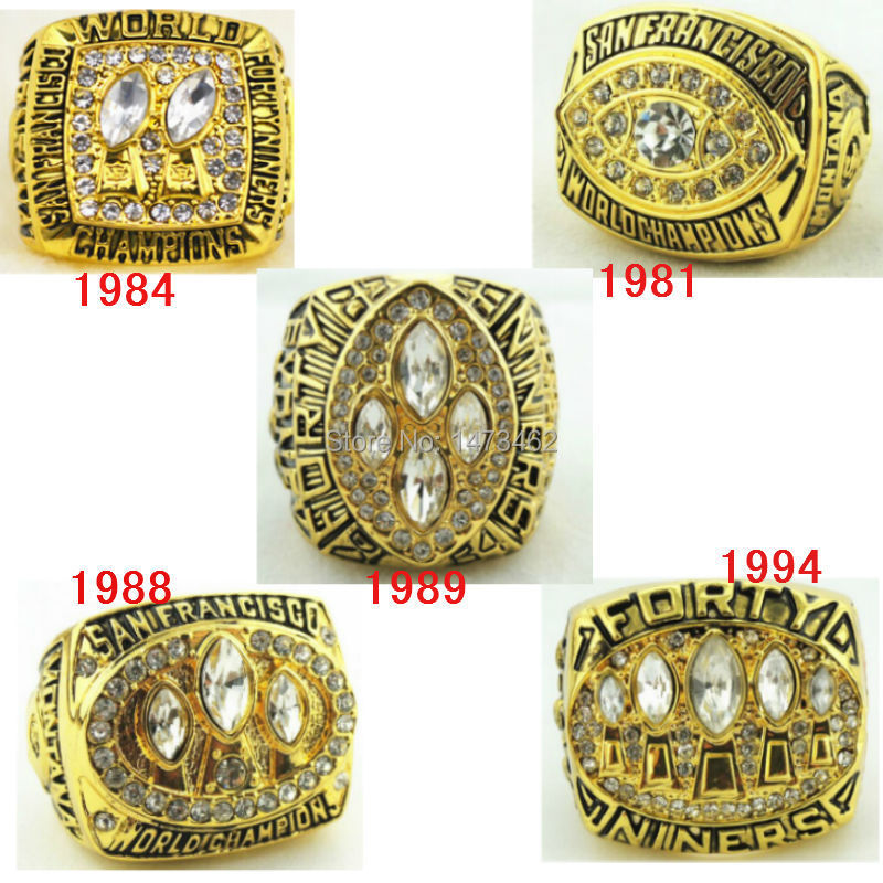 18k gold plated1981 1984 1988 1989 1994 San Francisco 49ers super bowl replica world championship rings