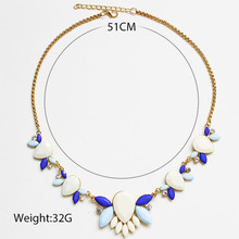 New 2016 Maxi Necklace Women Resin Flower Collares Gold Plated Choker Statement Necklaces Pendants Jewelry Bijoux