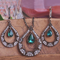 Fashion Turkish Jewelry Sets Necklace Earrings Royal Design Sapphire Emerald Jewelry Resin Beads Collares Accessories joyeria
