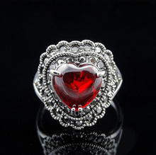 Wagner accessories retro classic heart-shaped Ruby Diamond Ring Silver Alloy imitation female factory wholesale