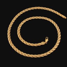 2015 hot sale High Quality 18k gold twist chain necklace jewlery for men and women free