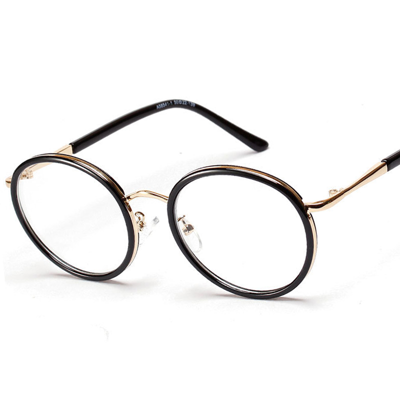 Korean style round glasses frame transparent lens eyewear ...
