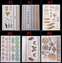 1PC New Temporary Tattoos Gold Silver Metal Anchor Body Art Paint Tattoo Stickers Flash Metallic Sticker Eco-Friendly