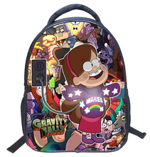 New Fashion 13 Inch Cartoon Student Children Backpack Bags Book Bags Gravity Falls Mochila for Kids Boys Girls
