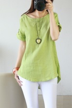new fashion summer style cotton linen plus size casual blusas femininas 2015 t shirt women t