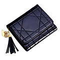 Trendy Patent Leather Ultra thin Wallet Fashion New Tri fold Coin Purse Women Designer Rhombic Plaid