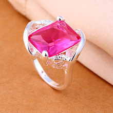 2015 Fashion jewelry silver rings for women  factory oem stock wholesale Rose Red silver stmped 925 engagement Wedding Rings