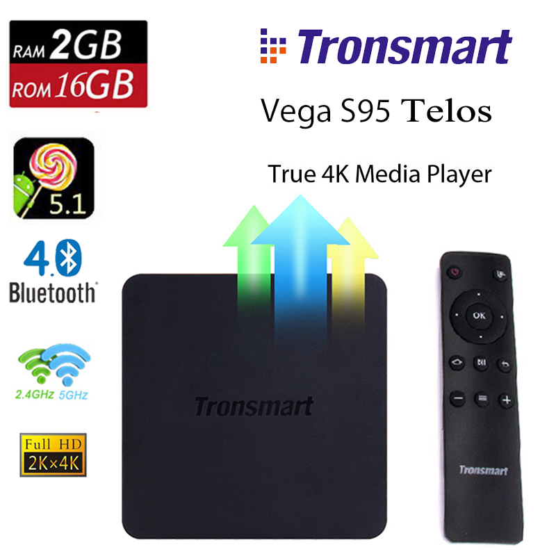 4K Tronsmart Vega S95 Telos Android 5.1 TV Box Amlogic S905 Quad Core 2.0GHz 2G 16G 2.4/5GHz Dual WiFi H.265 Bluetooth Kodi 3D