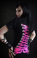 2015 Harajuku T shirt Women bow 3d digital lacing print camisetas tops blusas vestidos women s