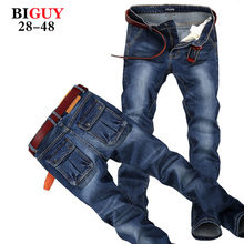 Big Guy Store Large Plus Size 42 44 46 48 Blue Elastic Men Jeans Slim Fit Straight Denim Pants cheap Men’s Jean Skinny Homme