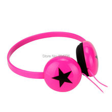 Rockpapa Stereo Boys Girls Kids Childrens Teens Pink Headphones Star Adjustable Headset for Music Travel Gift