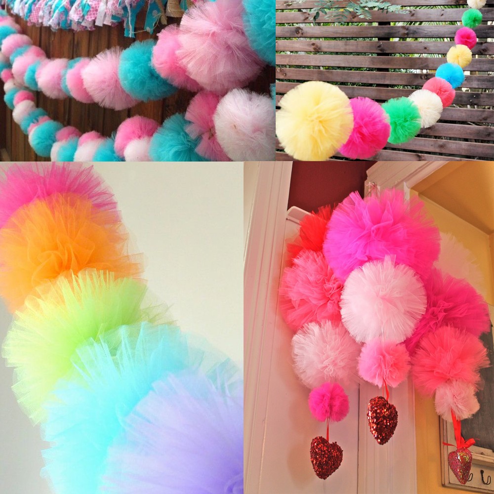Diy 8 Tulle Pom Poms Balls For Wedding Party Bridal Shower Baby