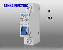 1P 25A D type MCB motor protect mini circuit breaker 240V/415V 50HZ/60HZ DZ47 C45