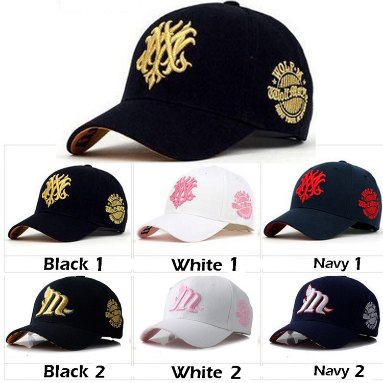 6 COLOR Men Wolf Letter Cotton Hats Caps Adjustable Bone Baseball Caps Casual Snapback Women Hairwear