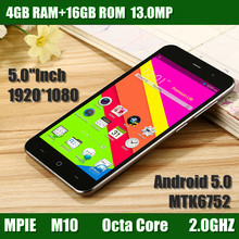 Original Smartphone 3G MPIE M10 MTK6752 Octa Core 2.0Ghz 5.0 inch 1080P 4GBRAM 16GB ROM Dual Sim 13.0MP android cell MobilePhone