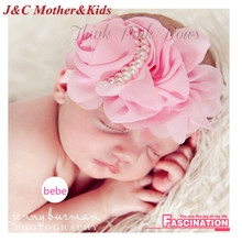 Baby big flower with pearl headband hats&caps for boys girls spring summer baby hairbow kids clothing accessories newborn hat