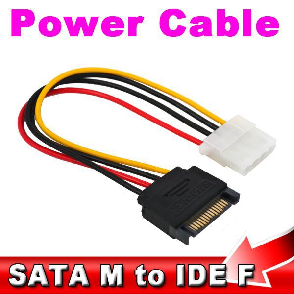 2015 15 Pin SATA Male to Molex IDE 4 Pin Female Adapter Extension Power Cable