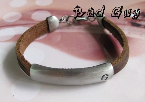 Bad Guy new arrival sl020 leather bracelet high quality cowhide casual cowhide metal bracelets Punk Style