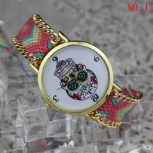 2016 Momen Watch New Arrival Handmade Rope Skull Bracelet Wristwatch Bohemia Lady Watch Quartz Watch Fashion Women Casual Watch
