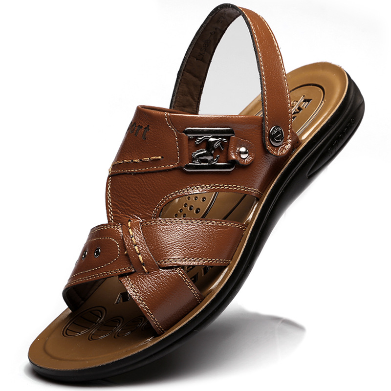 Big Size 37 48 Mens Sandals Slippers Genuine Leather Cowhide Sandals Outdoor Casualplus Us Size 5088