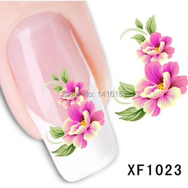 Min order is 10 mix order Water Transfer Nail Art Stickers Decal Beauty Red Peony Flowers