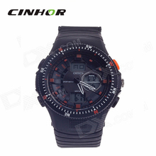 Ohsen AD1303 hombre analógico + Digital Display impermeable reloj negro + naranja ( 1 x CR2025 )