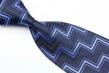 NT0180 Blue Black Stripe Fashion Jacquard Woven Classic Silk Polyester Mans Business Wedding Luxury Tie Casual