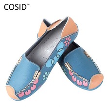Summer Autumn Women Soft Genuine Leather Flats Shoes Womens Round Toe Flexible Chaussure Femme Ballet Loafers Moccasin BSN-293