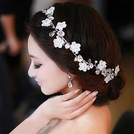 Encajes hechos a mano novia tocado cabeza de flor adornos hechos a mano de la boda