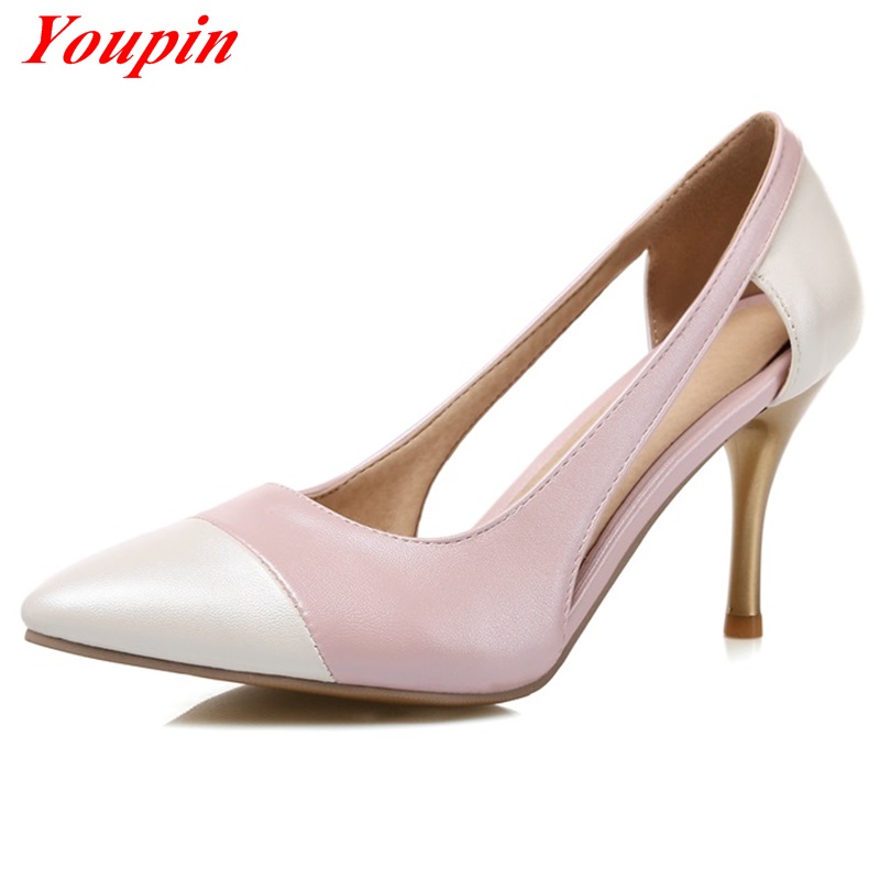 Asakuchi Mixed colors Thin Heels 2016 Spring/Autumn Pointed shoes Quality Office Lady 4 colors 32-48 Simple casual women's shoes