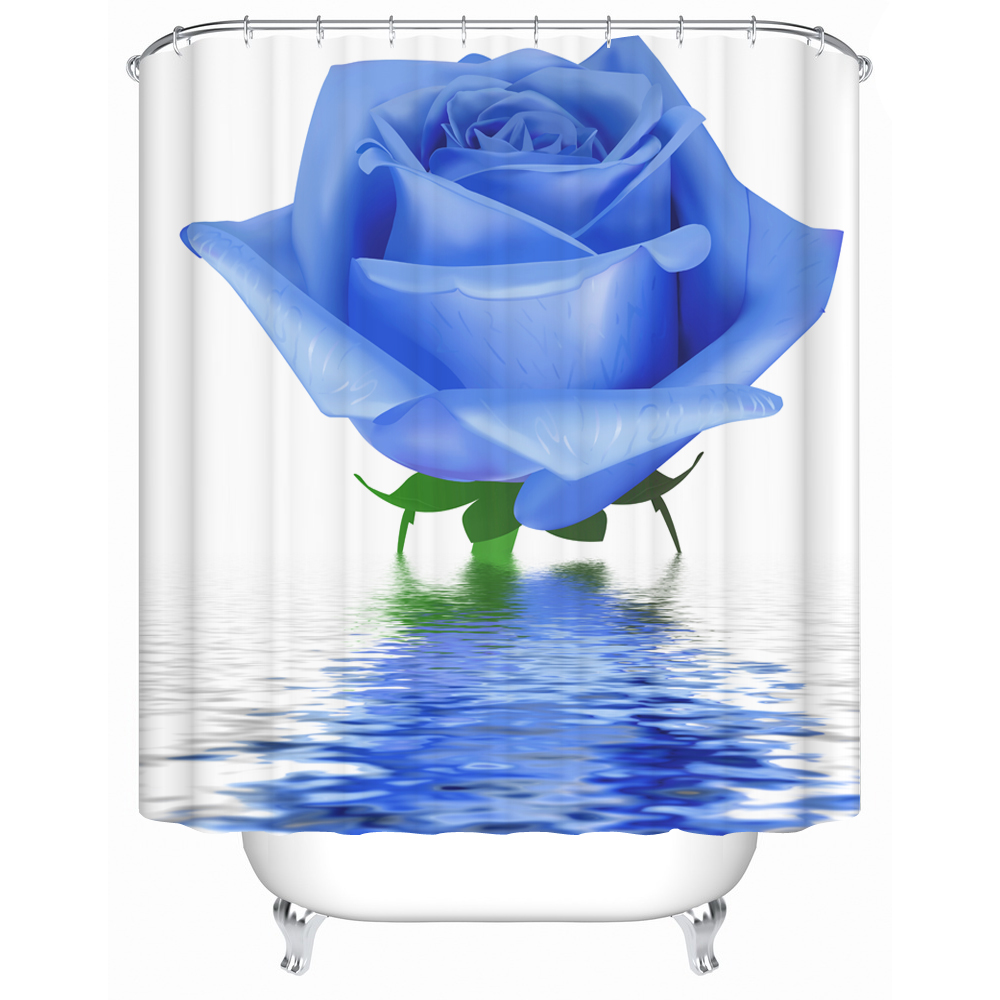 Acceptable Personalized Custom Pattern Waterproof Bathroom Shower Curtain Blue Roses In The Shower Curtain Being Open MG011 Acceptable Personalized Custom Pattern Waterproof Bathroom Shower Curtain Blue Roses In The Shower Curtain Being Open MG011