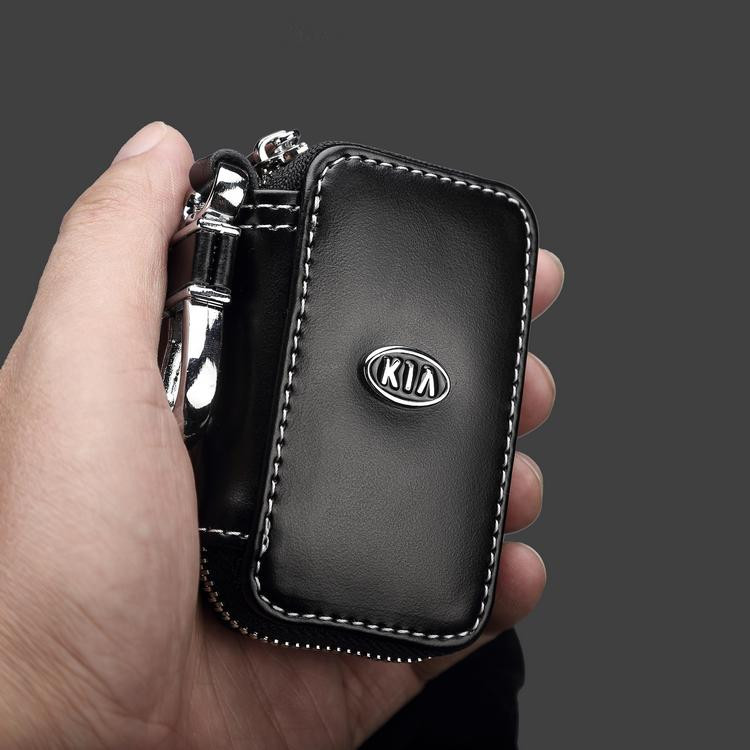 New Black Car Leather Car Key Chain Key Case Key Bag Key Holder For Kia Soul Cerato Sportage Rio Sorento Carens Carnival K2 K3 (3)